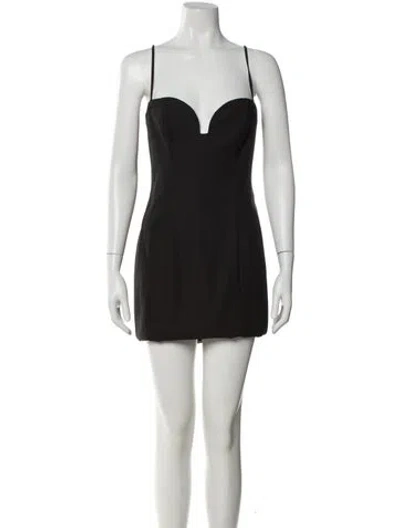 Pre-owned Reformation Square Neckline Mini Dress In Black