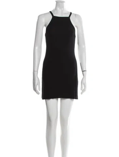 Pre-owned Reformation Square Neckline Mini Dress In Black