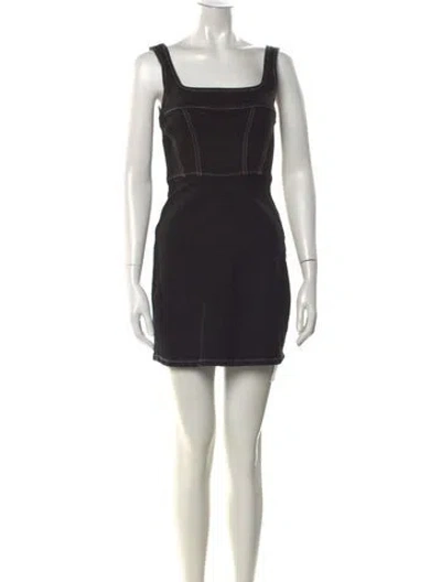 Pre-owned Reformation Square Neckline Mini Dress In Black