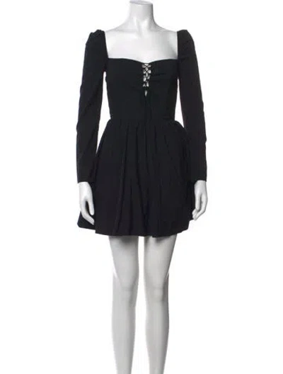 Pre-owned Reformation Square Neckline Mini Dress In Black