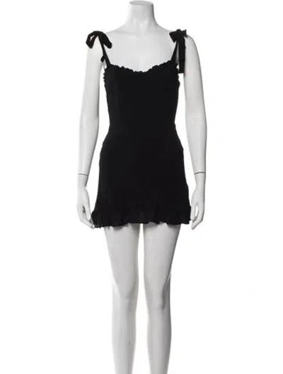 Pre-owned Reformation Square Neckline Mini Dress In Black