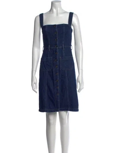 Pre-owned Reformation Square Neckline Mini Dress In Blue