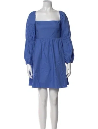 Pre-owned Reformation Square Neckline Mini Dress In Blue