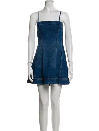 Pre-owned Reformation Square Neckline Mini Dress In Blue