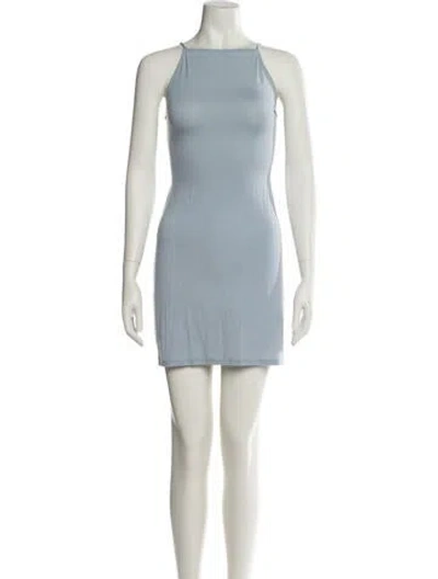 Pre-owned Reformation Square Neckline Mini Dress In Blue