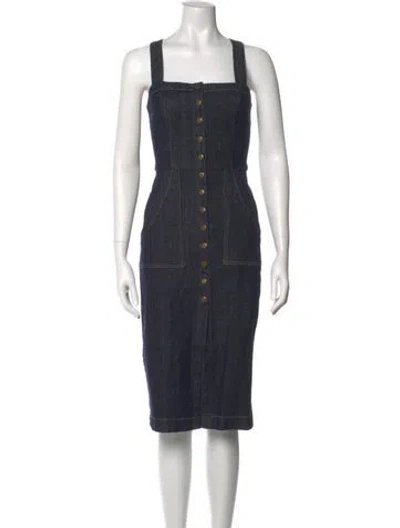 Pre-owned Reformation Square Neckline Mini Dress In Blue
