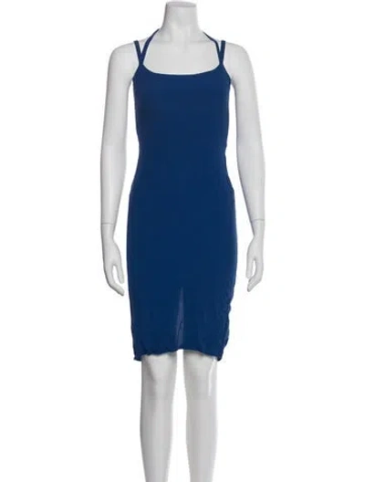 Pre-owned Reformation Square Neckline Mini Dress In Blue