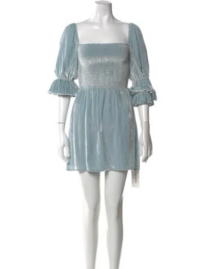 Pre-owned Reformation Square Neckline Mini Dress In Blue