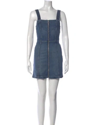 Pre-owned Reformation Square Neckline Mini Dress In Blue