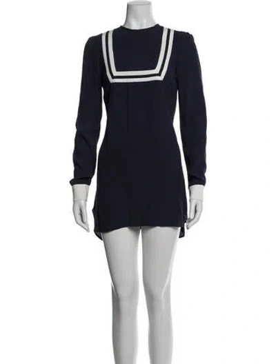 Pre-owned Reformation Square Neckline Mini Dress In Blue