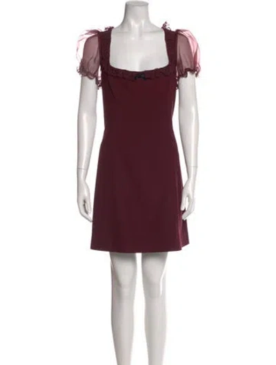 Pre-owned Reformation Square Neckline Mini Dress In Burgundy