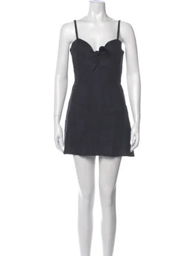 Pre-owned Reformation Square Neckline Mini Dress In Gray