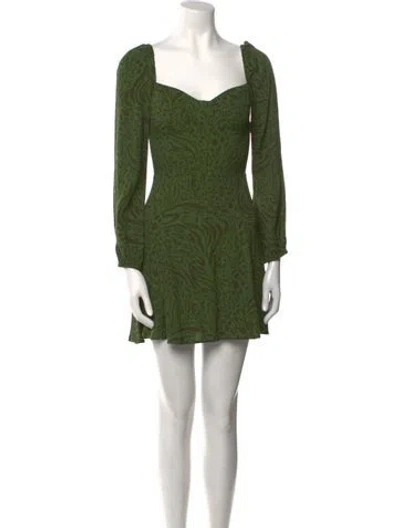 Pre-owned Reformation Square Neckline Mini Dress In Green