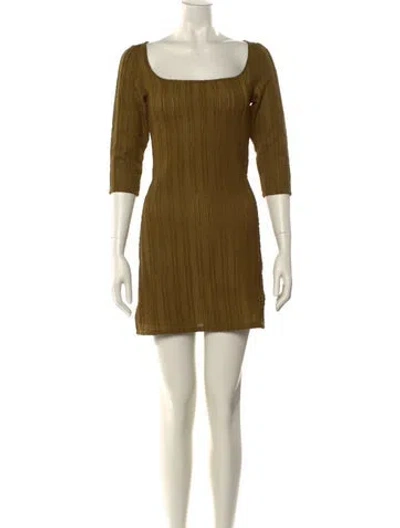 Pre-owned Reformation Square Neckline Mini Dress In Green