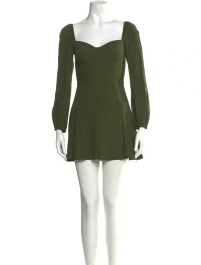Pre-owned Reformation Square Neckline Mini Dress In Green