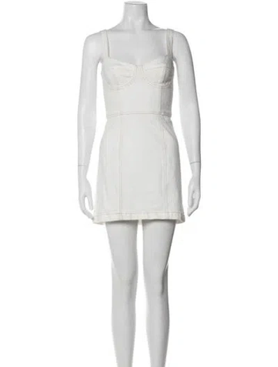Pre-owned Reformation Square Neckline Mini Dress In Neutral