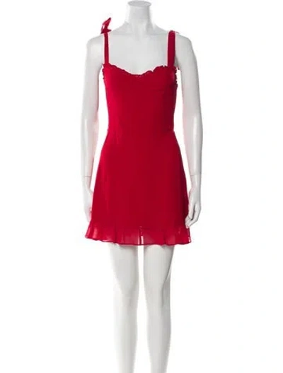 Pre-owned Reformation Square Neckline Mini Dress In Red