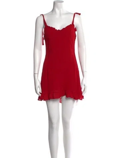 Pre-owned Reformation Square Neckline Mini Dress In Red