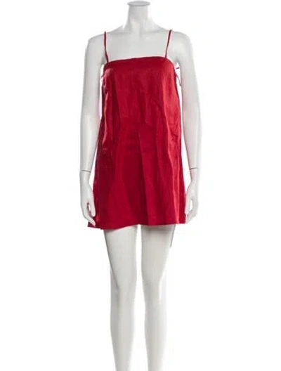 Pre-owned Reformation Square Neckline Mini Dress In Red