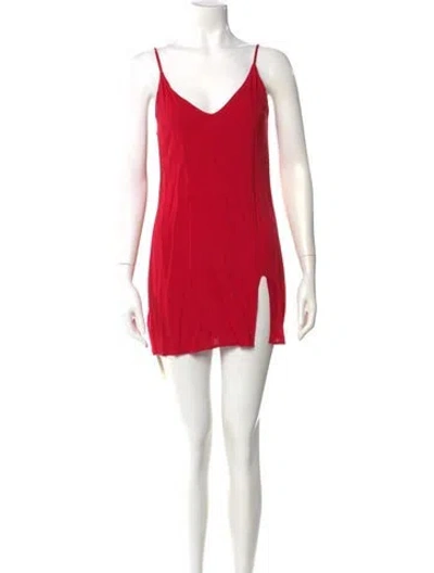 Pre-owned Reformation Square Neckline Mini Dress In Red