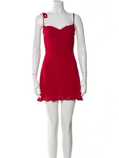 Pre-owned Reformation Square Neckline Mini Dress In Red