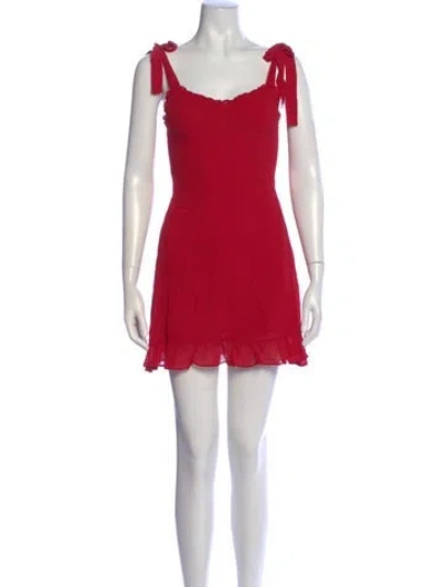 Pre-owned Reformation Square Neckline Mini Dress In Red