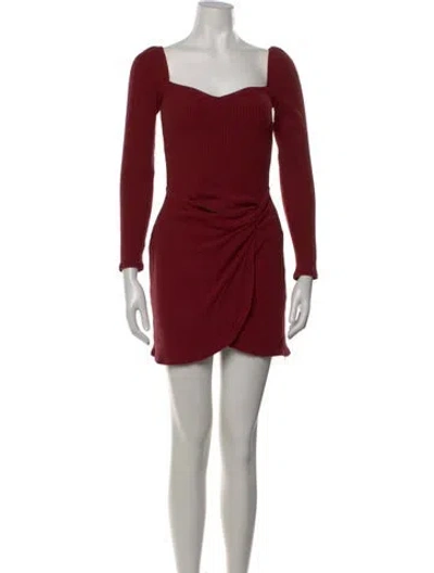 Pre-owned Reformation Square Neckline Mini Dress In Red