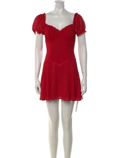 Pre-owned Reformation Square Neckline Mini Dress In Red