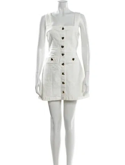 Pre-owned Reformation Square Neckline Mini Dress In White