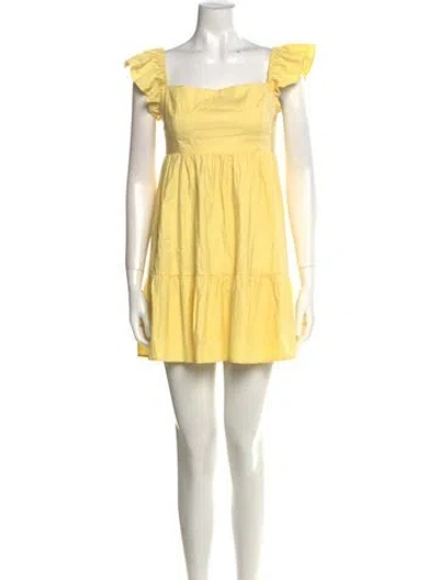 Pre-owned Reformation Square Neckline Mini Dress In Yellow