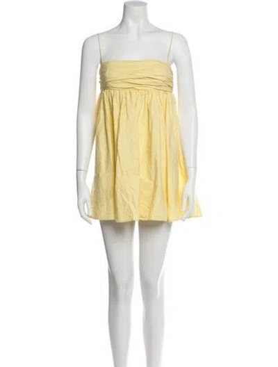 Pre-owned Reformation Square Neckline Mini Dress In Yellow