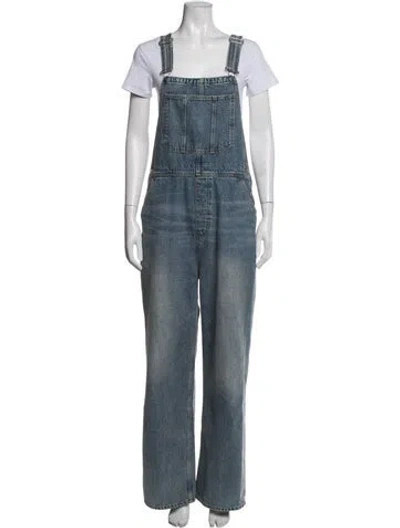 Pre-owned Reformation Square Neckline Overalls In Blue