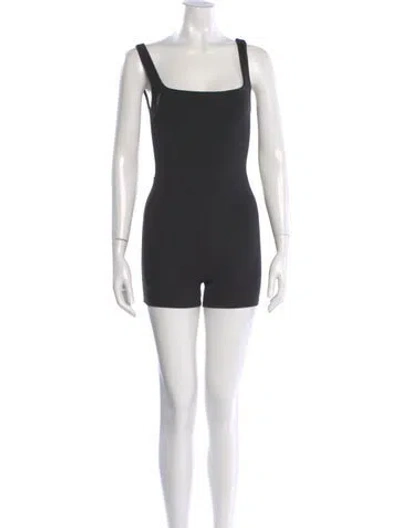 Pre-owned Reformation Square Neckline Romper In Black