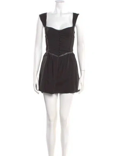 Pre-owned Reformation Square Neckline Romper In Black