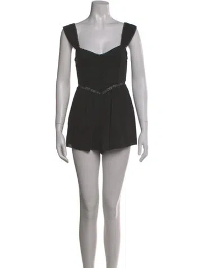 Pre-owned Reformation Square Neckline Romper In Black