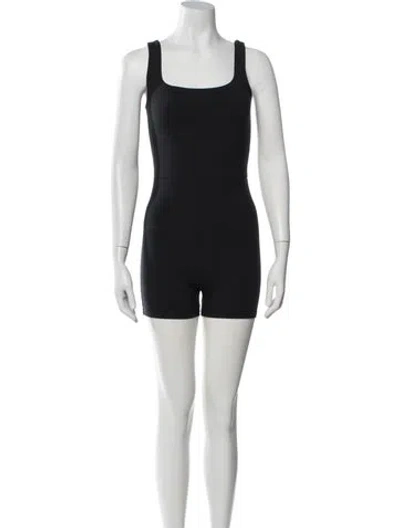 Pre-owned Reformation Square Neckline Romper In Black