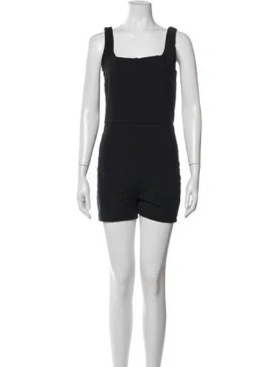 Pre-owned Reformation Square Neckline Romper In Black