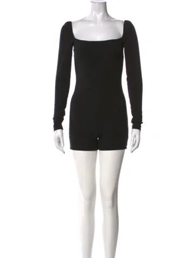 Pre-owned Reformation Square Neckline Romper In Black
