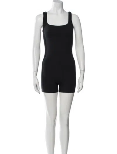 Pre-owned Reformation Square Neckline Romper In Black