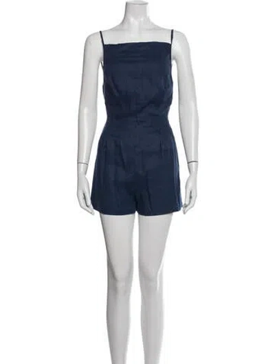 Pre-owned Reformation Square Neckline Romper In Blue
