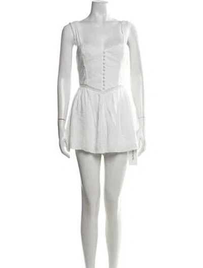 Pre-owned Reformation Square Neckline Romper In Neutrals