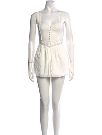 Pre-owned Reformation Square Neckline Romper In Neutrals