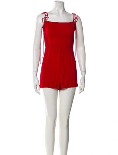 Pre-owned Reformation Square Neckline Romper In Red