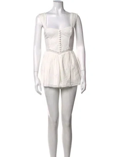 Pre-owned Reformation Square Neckline Romper W/ Tags In Neutrals