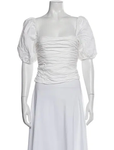 Pre-owned Reformation Square Neckline Short Sleeve Blouse In White