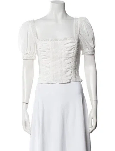 Pre-owned Reformation Square Neckline Short Sleeve Blouse In White