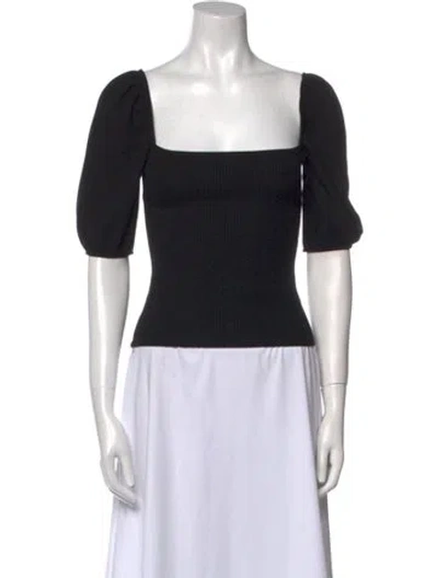 Pre-owned Reformation Square Neckline Short Sleeve Crop Top In Black