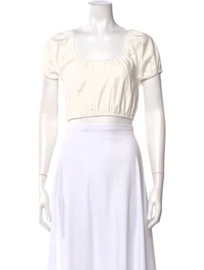 Pre-owned Reformation Square Neckline Short Sleeve Crop Top In White