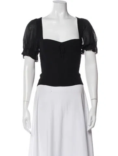 Pre-owned Reformation Square Neckline Short Sleeve Top In Black