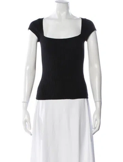 Pre-owned Reformation Square Neckline Short Sleeve Top In Black